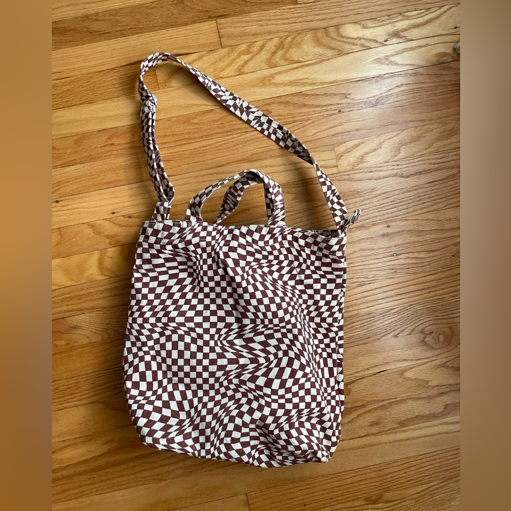 Baggu brown gingham tote bag